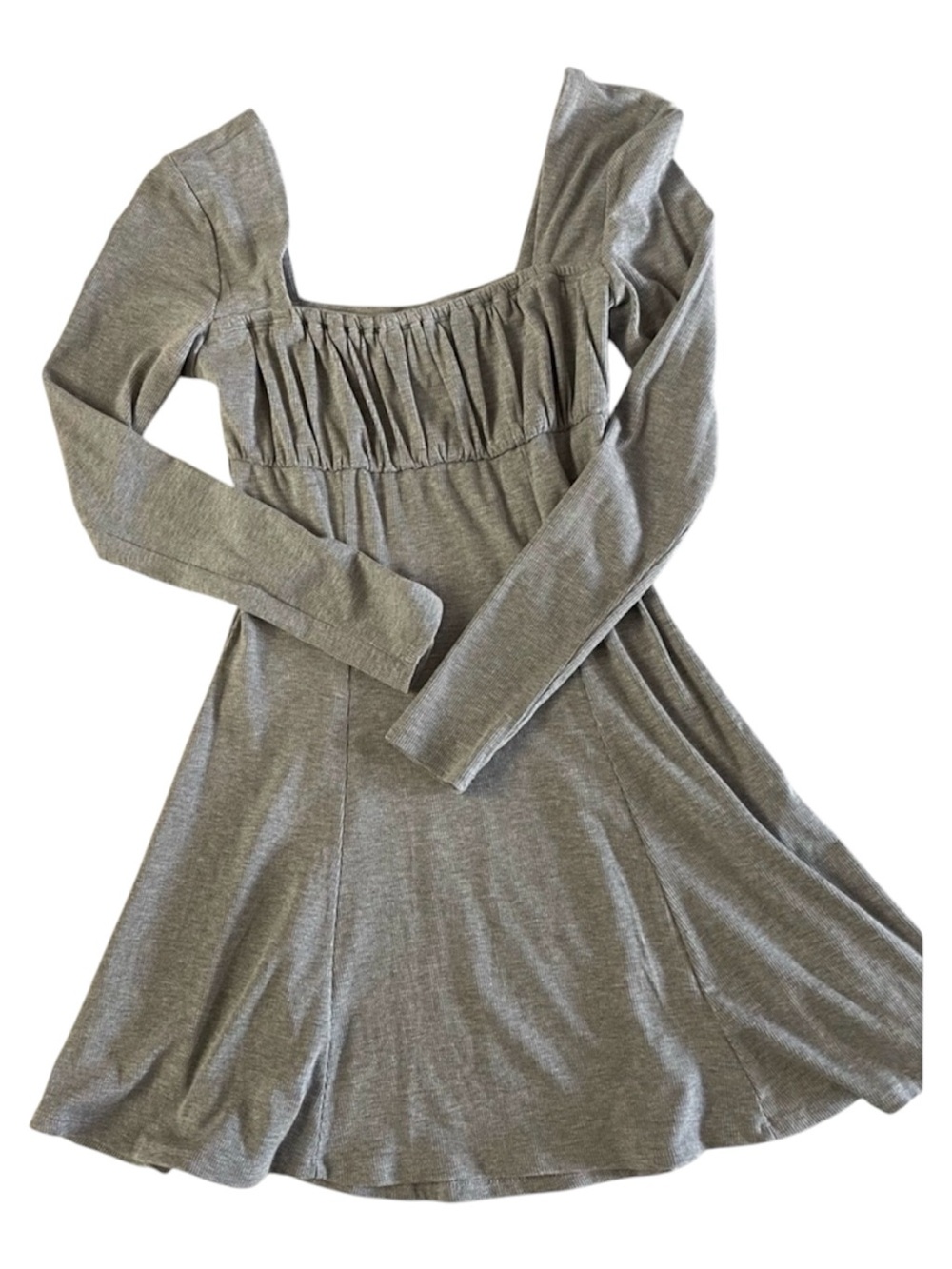 West Of Melrose Gray Ribbed Rayon Skater Casual Dress Small